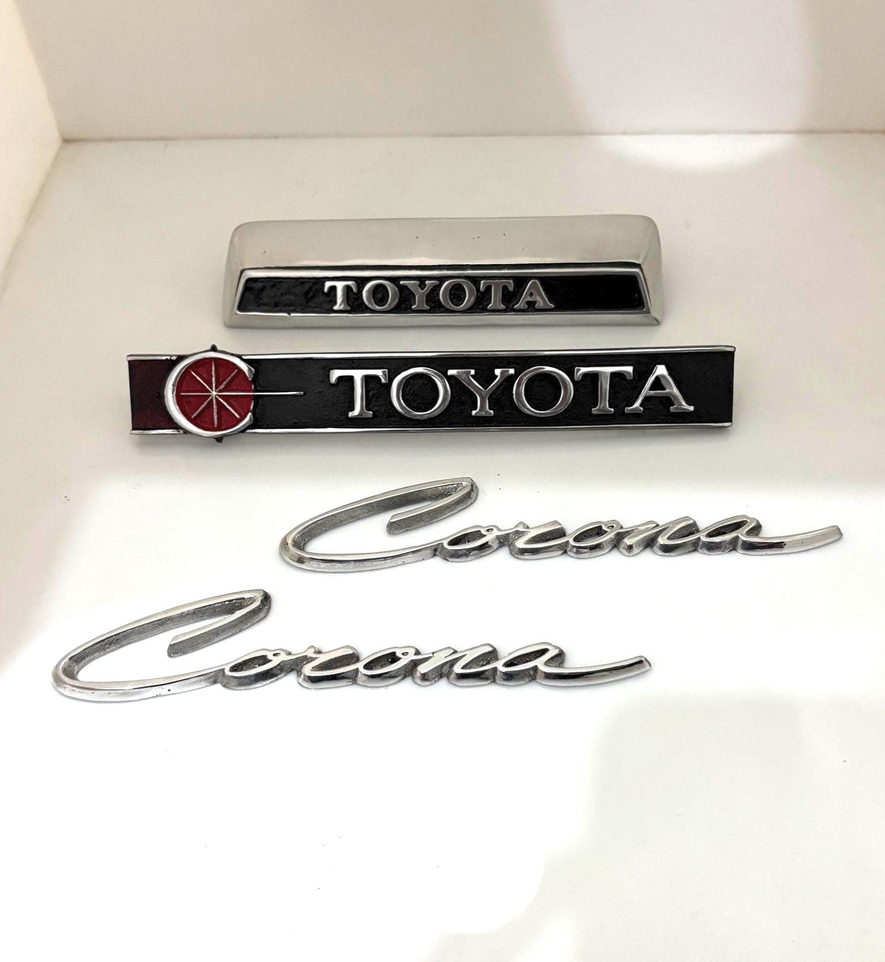 Toyota Corona RT40 Grille, Fender and Trunk Badge Emblem in Metal