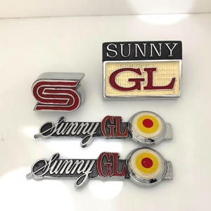 Datsun Sunny GL 120Y B210 4 Piece Badge Emblem Set handmade Die-Cast in Metal