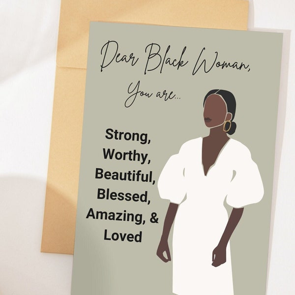 Black Greeting Card, Printable Card, Black Woman Affirmations, Last Minute Card, African American Encouragement, Digital Download, Instant