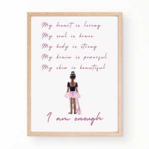 Black Girl Wall Art, Kids Positive Affirmations Print, Children Empowerment, Black Girl Magic, Child Wall Decor, African American Girl Print