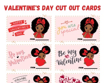 African American Valentine's Kids Cards, Black Girl Printable Valentine's Day Card, Black Valentine's Day Card, Valentine's Kids Cards