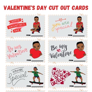 Afroamerikanische Valentinstag Kinderkarten, Valentinstag Schnittkarten, druckbare Karte, Last-Minute-Valentinstag-Kinder, Schwarzer Valentinstag