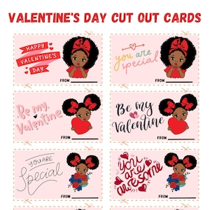 Afroamerikaner-Valentinstagskarten für Kinder, schwarze druckbare Valentinstagskarte, schwarze Valentinstagskarte, Valentinstagskarten für Kinder
