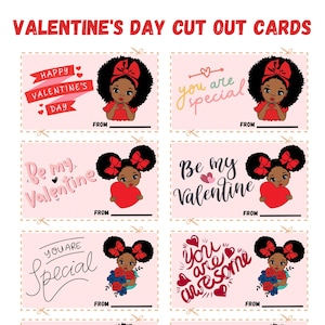 African American Valentine's Kids Cards, Black Girl Printable Valentine's Day Card, Black Valentine's Day Card, Valentine's Kids Cards