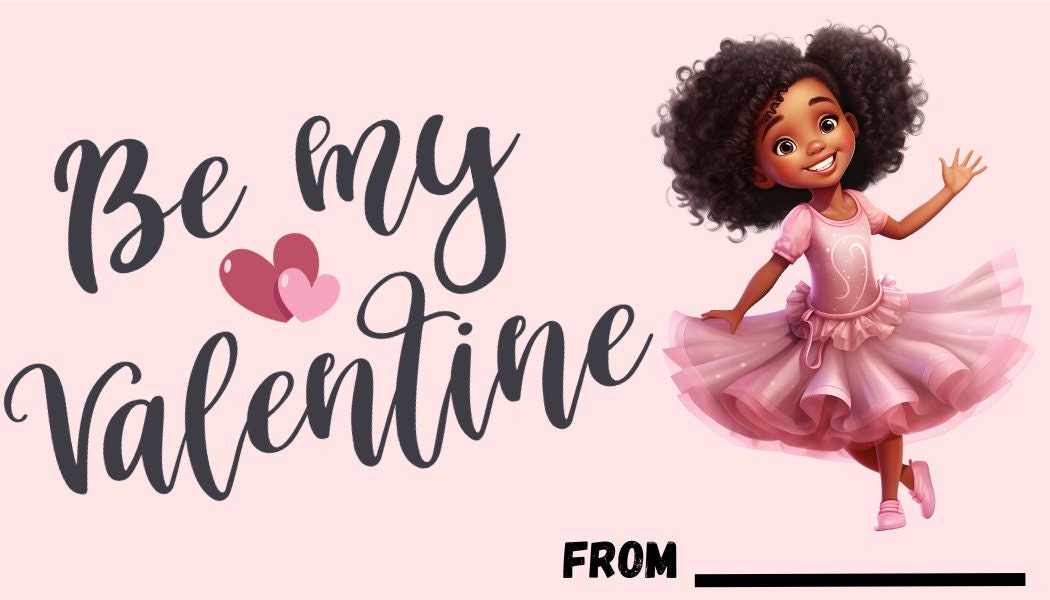 African American Valentine'S Kids Cards, Black Girl Printable Valentine ...