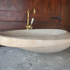 Antique Handmade Egyptian Yellow Rustic Marble Sink Basin Bathroom ,Italian