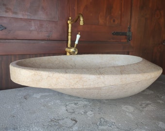 Ancient Egyptian Yellow Marble Washbasin MARBLE WASH BASIN, Antique Handmade Egyptian Yellow Modern Rustic Marble Sink Basin Bathroom, Italian