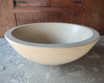 Stenen badkuip "Giallo Egiziano" STENEN BADKUIP, Stenen Wastafelkom, RONDE Wastafel, Marmeren Wastafel, Wastafelkom, Diameter 45 cm, Hoogte 20 cm, Handgemaakt