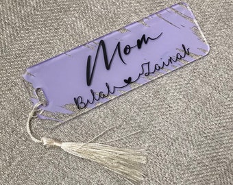 Personalized Mother's Day Acrylic Bookmark With Childrens Names Painted Background or Rose Gold Acrylic- Mother's Day Gift- Gift for Mom