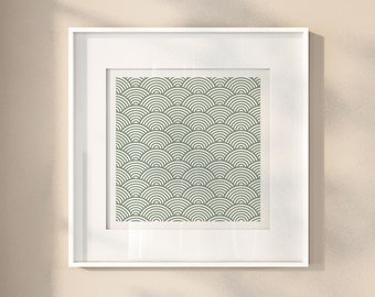 Square Japandi Wall Art Print | Sage Green Wall Art | Japanese Wall Art Print | Japandi Poster Print | Printable | Digital Download