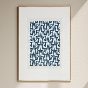Japanese Wall Art Wave Print | Japandi Wall Art | Blue Japanese Wall Art Print | Japandi Poster Print | Printable | Digital Download