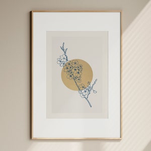 Japanese Flower Print Cherry Blossom Wall Art | Japandi Wall Art | Printable | Digital Download