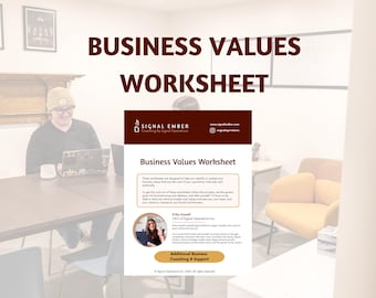 Business Values Worksheets | Brand Template | Small Business Planning | Workbook | Digital Printable PDF