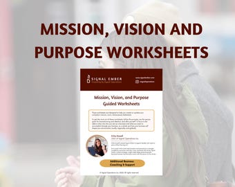 Mission, Vision & Purpose Worksheets | Business Planning Template | Brand Clarity Workbook | Small Business Strategy PDF