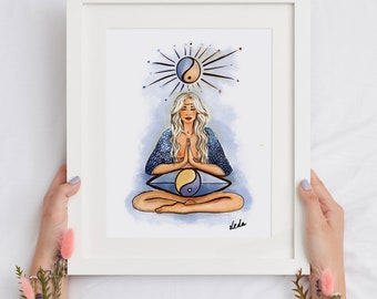 Divine Woman Illustration PEACE - MEDITATION - PEACE - A4