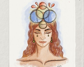 Divine Woman Illustration Mental Energy - Thought - A4