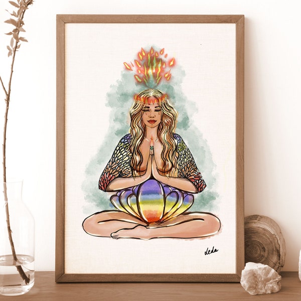 Femme Divine Illustration déesse des chakras - A4