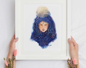 Galaxy Goddess Woman - Universe in Woman's Body - A4