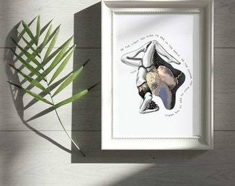 Spiritual Poster Yoga Poster - Be the Light - Sirsasana Head Stand - Inversion - Hand Drawn Illustration A4 handmade