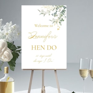 Letrero de bienvenida personalizado para despedida de soltera, LIBRO DE VISITAS de despedida de soltera A3, póster de boda con temática dorada, letrero con fondo verde