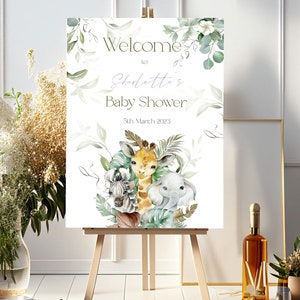 Personalised Baby Shower PRINTED welcome sign, safari baby shower , rainbow jungle decor, Gender reveal welcome sign photo book,, backdrop,