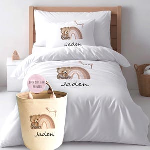 Personalised Bear design kids single bed sheets, QUALITY kids bedroom item, teddy bear nursery room, bed accessories