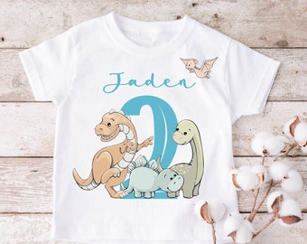 Personalised dinosaurs birthday t-shirt, number birthday  Kids T-shirt, boy tees, tops, Children T shirt, Custom made