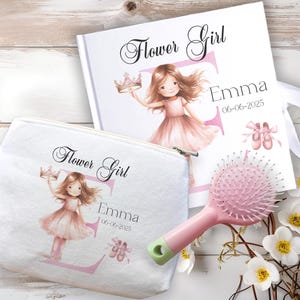 Personalisierte Blumenmädchen Erinnerungsbuch Andenken Geschenk, Rosa Kosmetiktasche, Blumenmädchen bündeln, Vorschlag Idee, Hochzeitsgeschenk