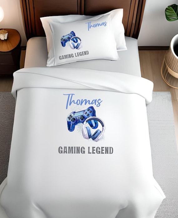 Personalised Gaming Console Print White Duvet Cover Set Gamers Pillow Case Toddler Bedding Bedroom Item Etsy Ireland