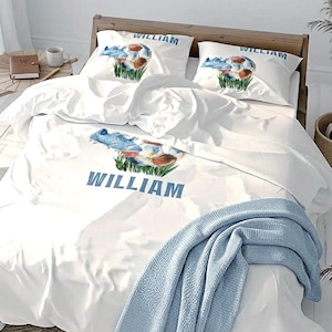 Personalised Little Footballer Bedding Set: Soft Microfibre soccer Duvet Cover Nursery sleepover item