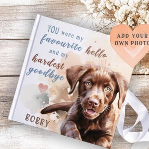 Personalised dog memorial book, unique hard cover album with ribbon , unique pet loss gift, memory notepad