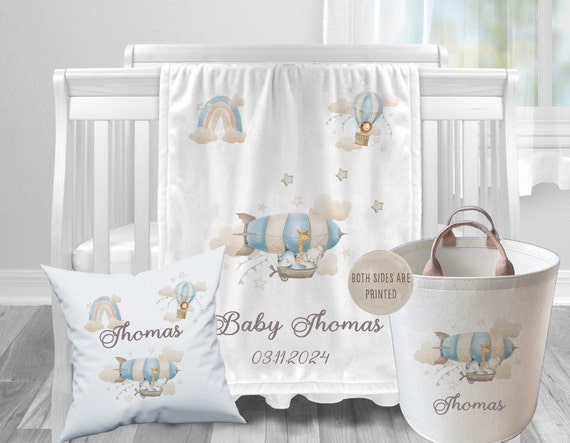 Personalised Baby Comforter Cushion Set Safari Print Toddler Shawl Fleece Blanket Baby Shower Gift Set Personalised Pillow Set Etsy