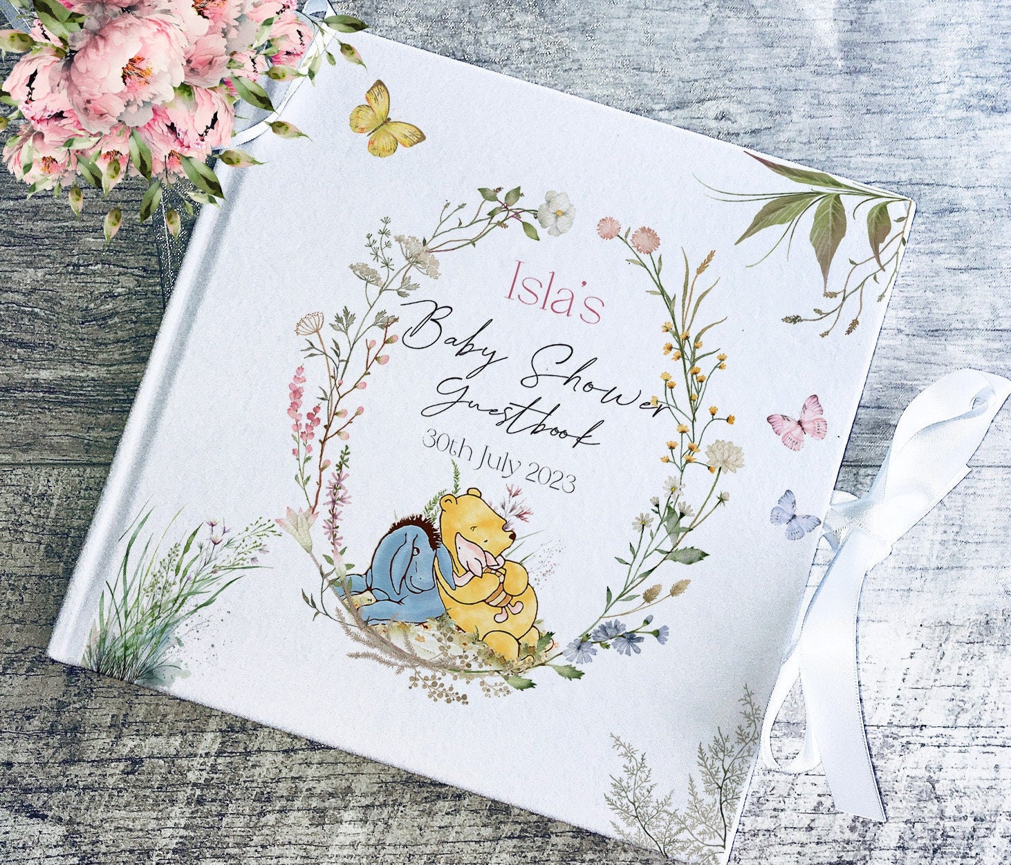 Pooh Bear Baby Shower Velvet Guestbook Hard Cover Planner - Etsy