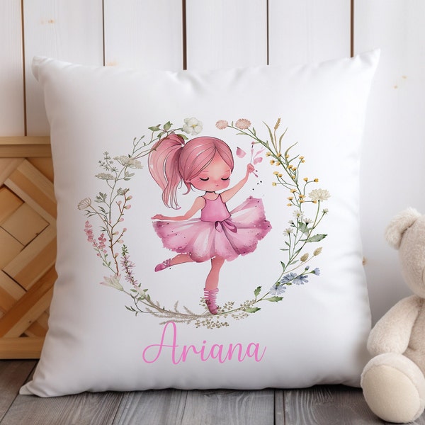 Girl Cushion, ballerina Pillow, quality bedding, Christmas eve Gift,  Cushion cover, Personalised pillow,