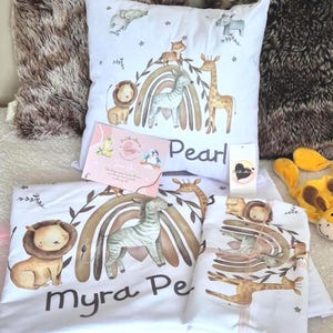 Personalised Safari theme kids duvet cover set,  unique pillow case, bespoke jungle theme kids bedding, toddler bedroom item,