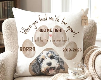 Personalised Dog Memorial Pillow | Custom Pet Loss Bereavement Gift Cushion with Paw Print Graphic