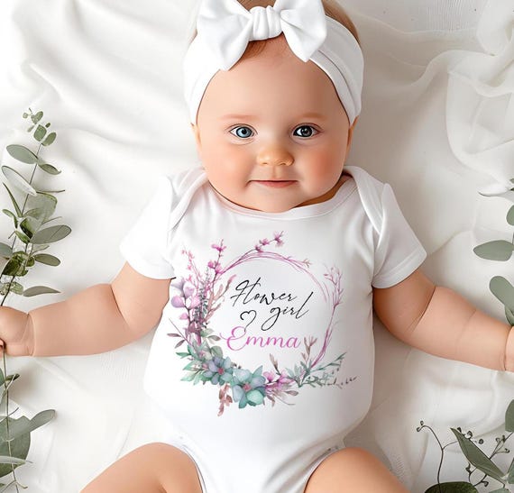 Personalized Flower Girl Baby Grow Bib Set: Wedding Bodysuit