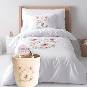 Personalised Fairy Duvet Set, Enchanted Forest Bedding, Whimsical Nursery Toy Basket