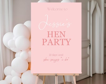 Personalized Hen Party Welcome Sign: Pink A3 Guestbook Poster