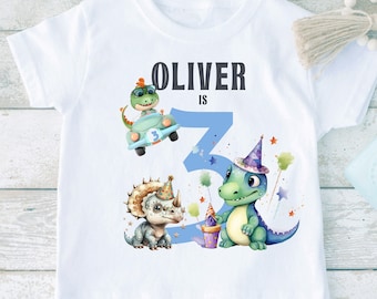 Personalised Dinosaur printed T-Shirt, clothes for kids, toddler Keepsake gift, named Birthday top ,dinosaur design tees