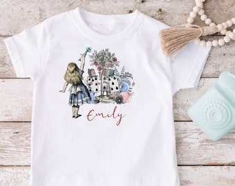 Alice in wonderland T-Shirt, Personalised Kids T-Shirt, Alice in wonderland girl tops, Girl Birthday tshirt