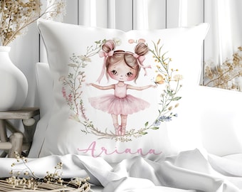 Personalisierter Ballerina-Kranz für Mädchen, individuelles rosa Ballettkissen, handgefertigtes Tanzgeschenk fürs Kinderzimmer