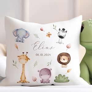 Cojín infantil personalizado con animales de safari: funda de almohada con diseño de jungla