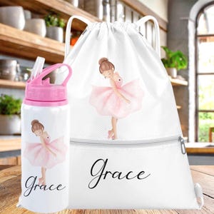 Personalised Ballerina bottle, kids back to school item, ballet birthday gift, girls unique gift