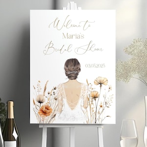 Élégant panneau de bienvenue personnalisé pour shower de mariage, bannière A3 pour enterrement de vie de jeune fille, affiche de enterrement de vie de jeune fille, panneau de fond de mariage