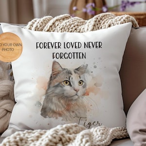 Personalised Cat memorial cushion, own photo custom Pet Loss Gift, unique keepsake pillow, kitten Memorial Gift, Rainbow Bridge Cushion