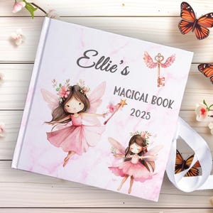 Cuaderno de hadas personalizado, álbum de recortes con temática de princesa rosa, bloc de notas con diseño mágico.