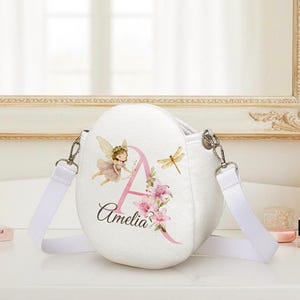 Sac à bandoulière conte de fées pour fille : porte-monnaie à initiale personnalisé