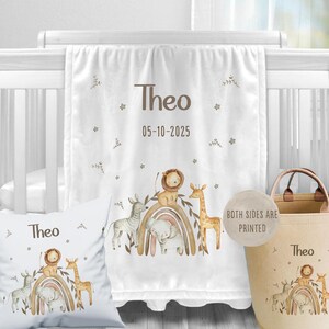Personalisierte Qualität Safari Print Design Decke, Kindergarten Spielzeug Korb Set, Baby-Dusche-Geschenk, Geburtstagsgeschenk, Kleinkind Geschenk, Weihnachten Idee