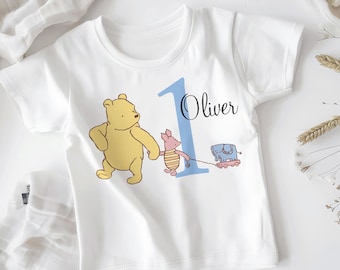 Personalised Pooh bear t-shirt, birthday design top, tees, toddler shirts, birthday gift, keepsake,